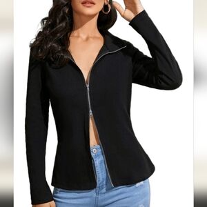 SHEIN Black Zip-Up Jacket